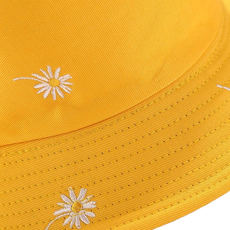 EYBF Flower Reversible Bucket Hat Cotton Summer Travel Beach Sun Hats Emboridery for Women Men - Image 4